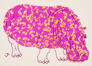 Hippopotamus in Gold & Mauve