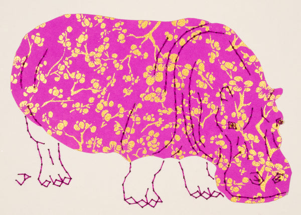 Hippopotamus in Gold & Mauve