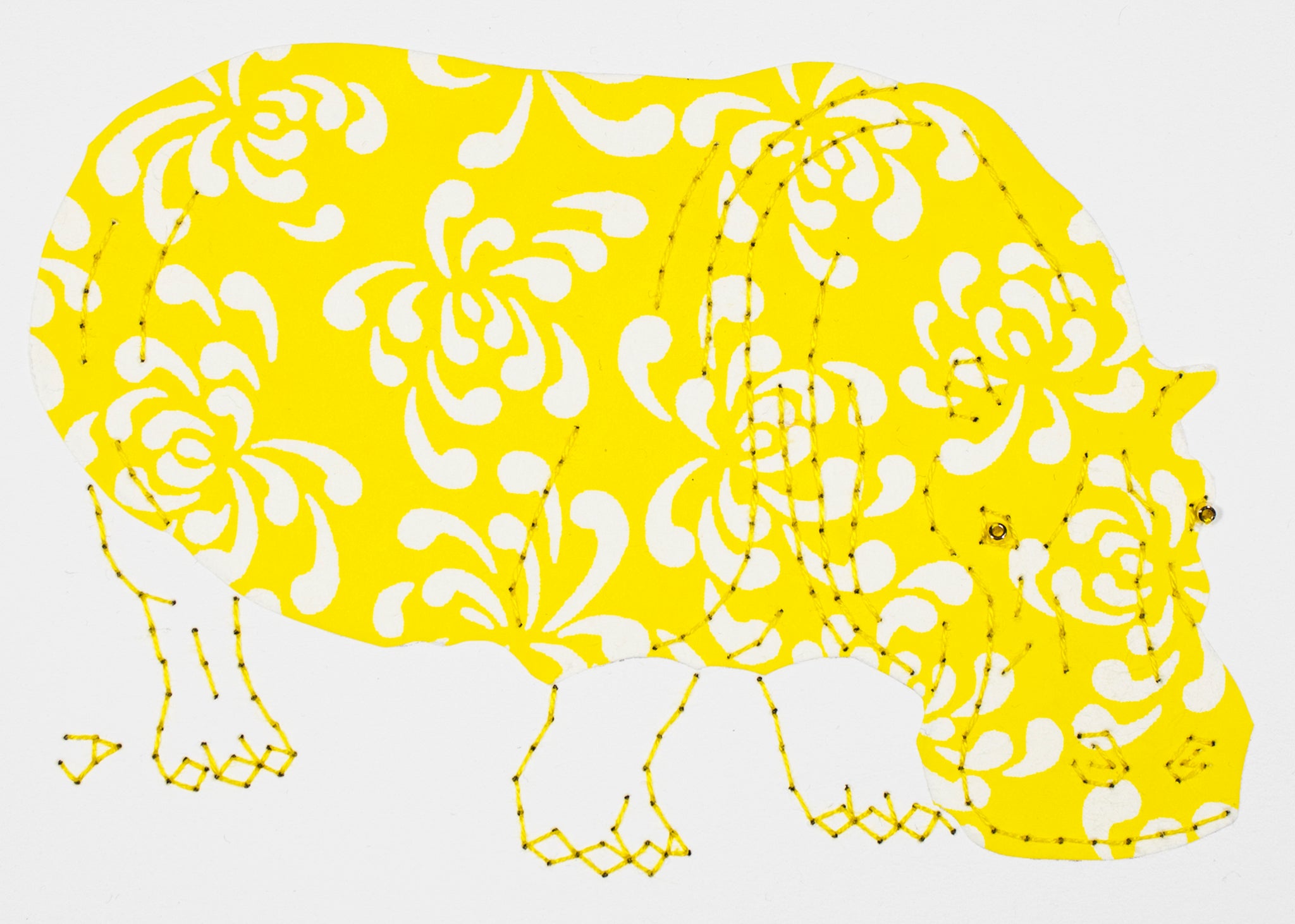 Hippopotamus in Yellow & White