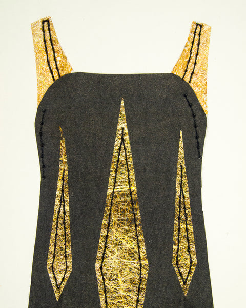 Flapper dress: Stitched paper & turkey feather flapper dress. 2016