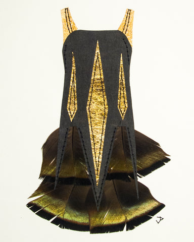Flapper dress: Stitched paper & turkey feather flapper dress. 2016