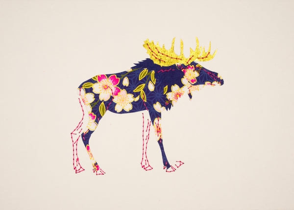 Moose in Navy Blue & Pink