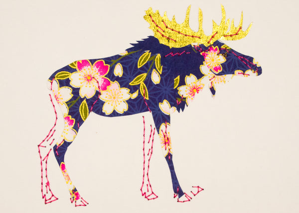 Moose in Navy Blue & Pink