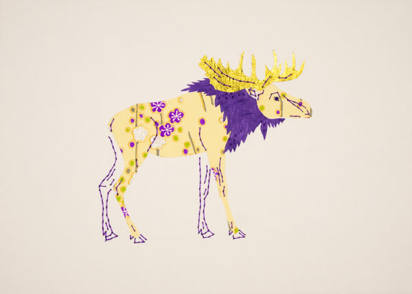 Moose in Yellow, Purple & Gold