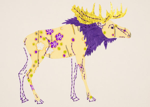 Moose in Yellow, Purple & Gold