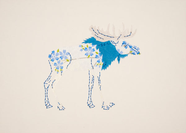 Moose in Electric Blue & Silver