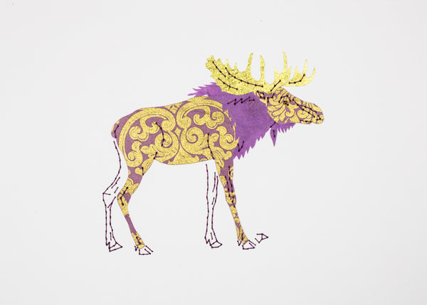 Moose in Mauve & Gold