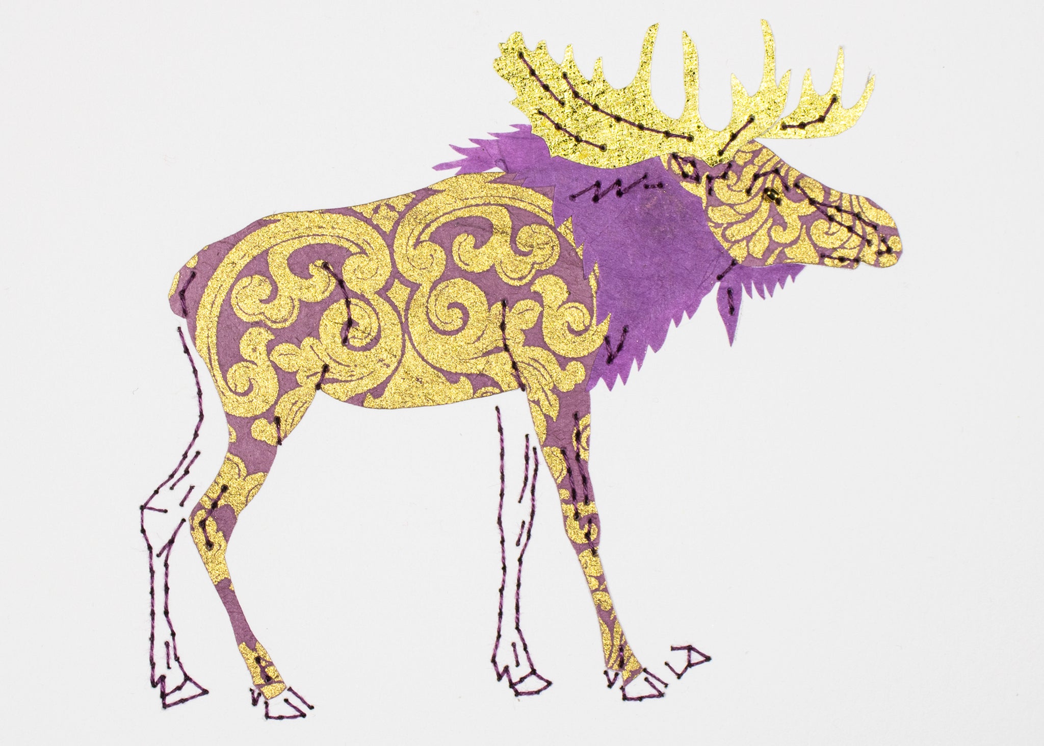 Moose in Mauve & Gold