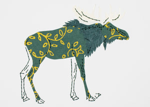 Moose in Forest Green & Gold