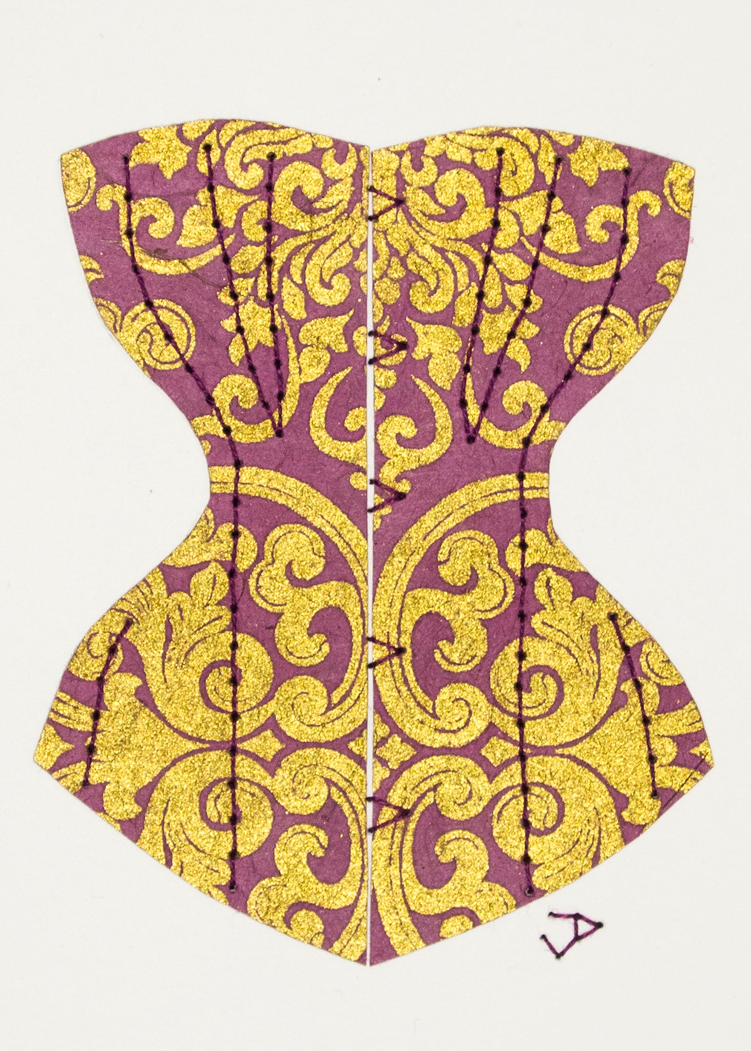 Victorian Corset in Gold & Mauve