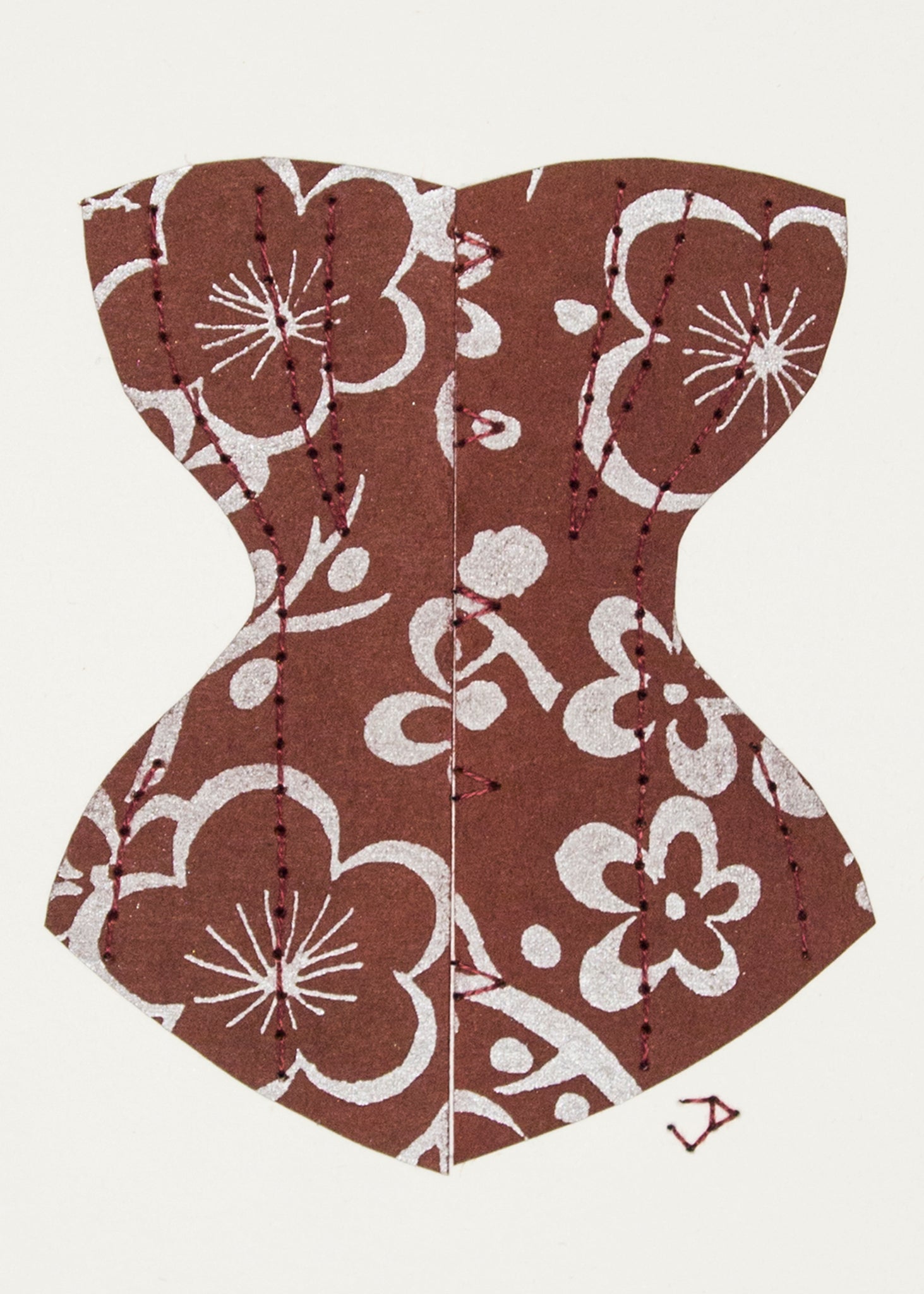 Victorian Corset in Silver & Red-Brown