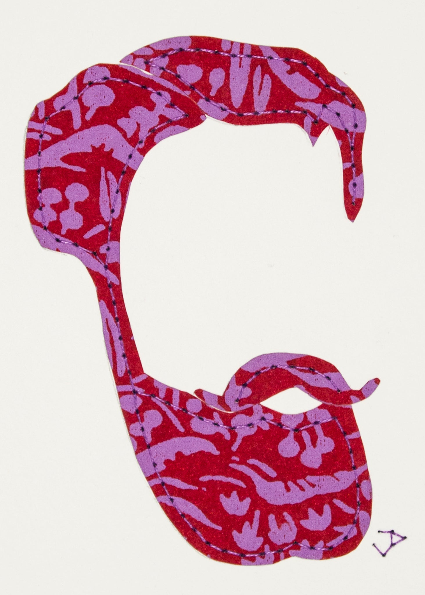 Beard & Moustache in Lilac & Red