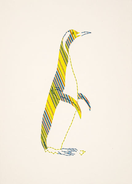 Penguin in Blue & Chartreuse Stripes