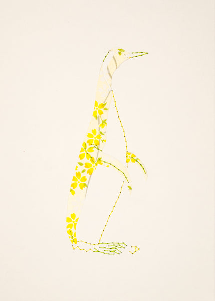 Penguin in Yellow Flowers