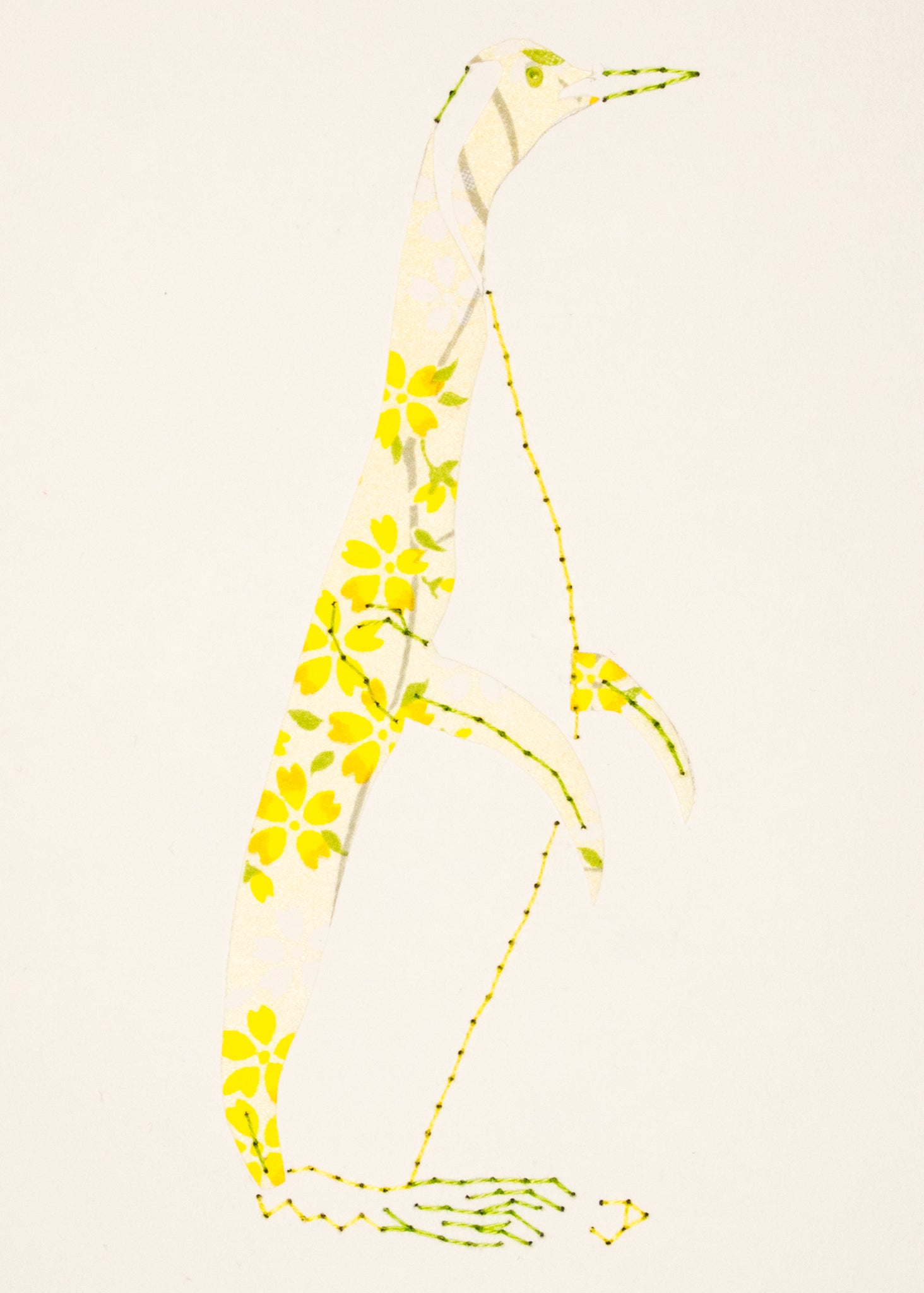 Penguin in Yellow Flowers