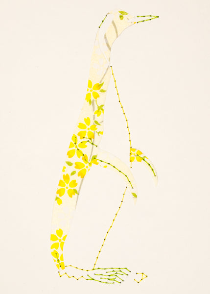 Penguin in Yellow Flowers
