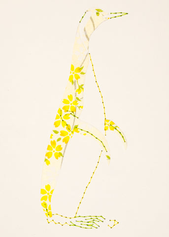 Penguin in Yellow Flowers