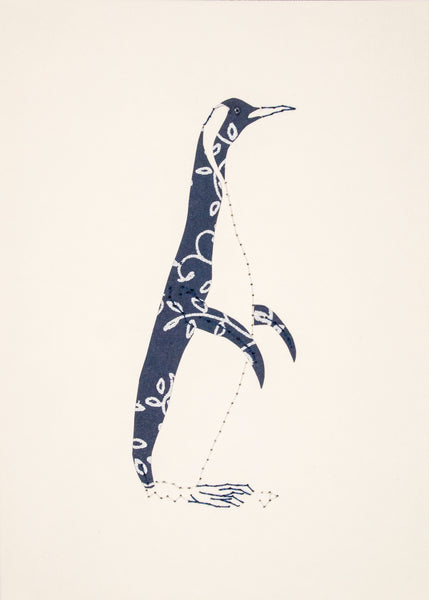 Penguin in Navy Blue & Silver