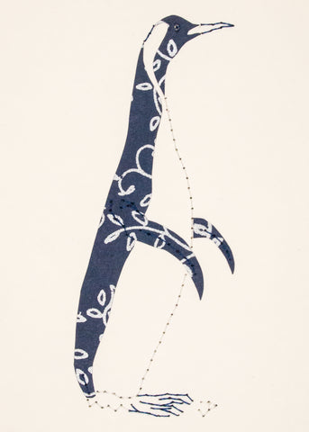 Penguin in Navy Blue & Silver