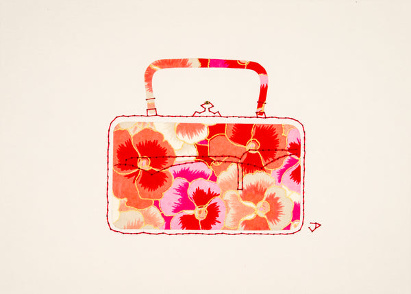 Victorian Handbag in Pink & Red Pansies