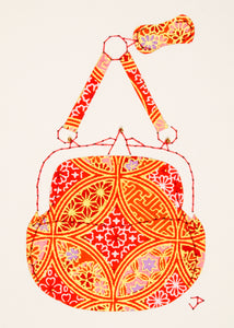 Chatelaine Handbag in Orange, Red & Gold