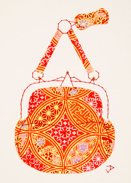 Chatelaine Handbag in Orange, Red & Gold