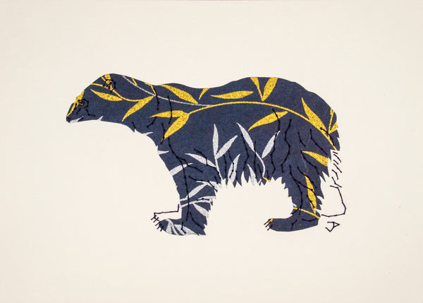 Polar Bear in Gold & Silver on Navy