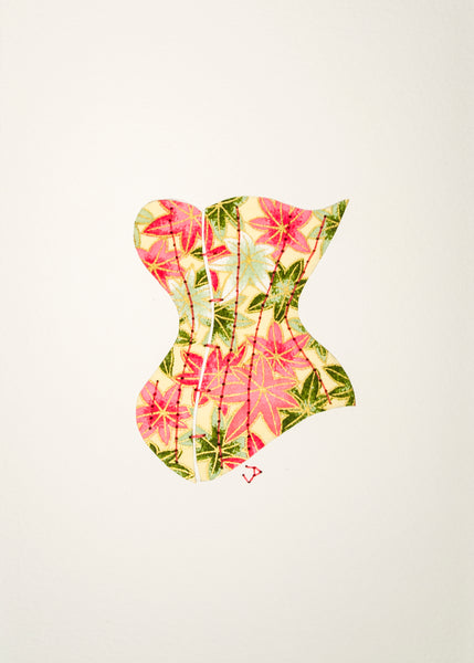 Victorian Corset in Pink & Green Flowers