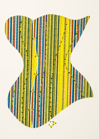 Victorian Corset in Lime Green & Blue Stripes