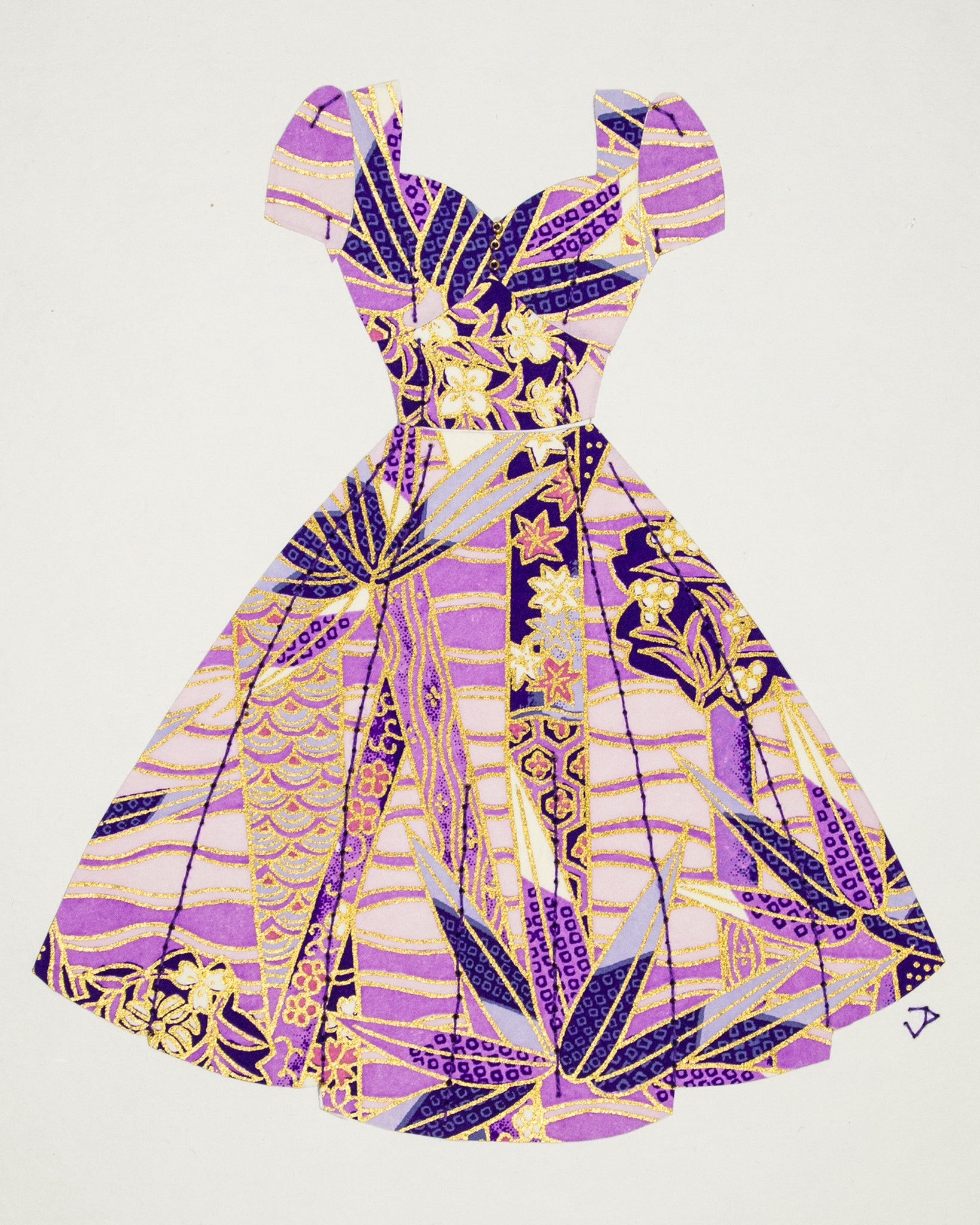 Pinup #016: Pinup dress in purple bamboo. 2019