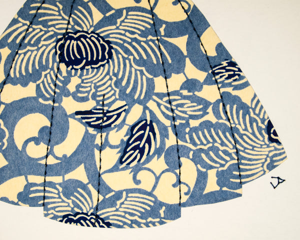 Pinup #002: Pinup dress in Wedgewood blue flowers. 2016