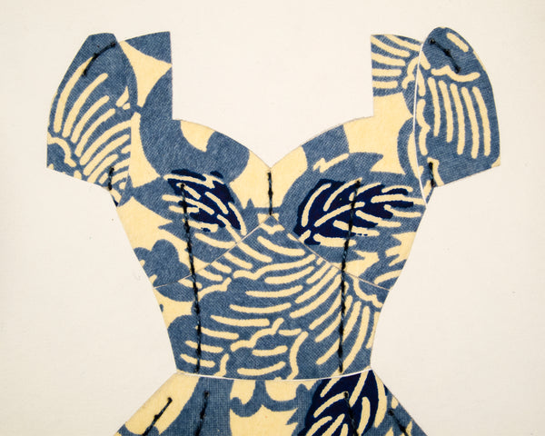 Pinup #002: Pinup dress in Wedgewood blue flowers. 2016
