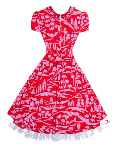 Pinup #010: Pinup dress in red and lilac with crinoline. 2016