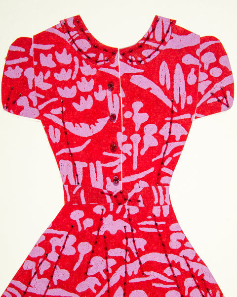 Pinup #010: Pinup dress in red and lilac with crinoline. 2016