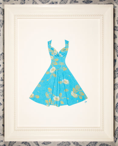 Pinup #026: Pinup dress in turquoise with flowers