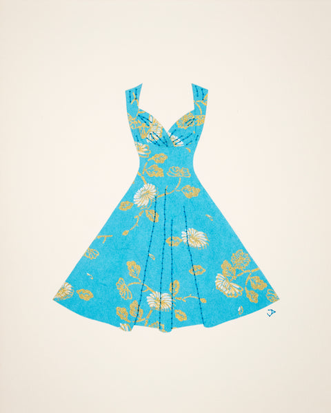 Pinup #026: Pinup dress in turquoise with flowers
