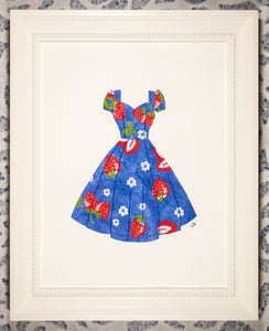 Pinup #027: Pinup dress in strawberries on blue