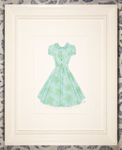 Pinup #029: Pinup dress in pale green and white with crinoline