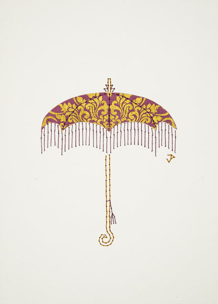 Parasol in Mauve & Gold