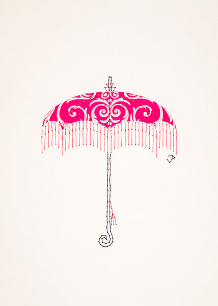 Parasol in Silver Filigree on Bright Pink