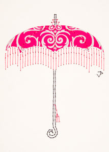 Parasol in Silver Filigree on Bright Pink