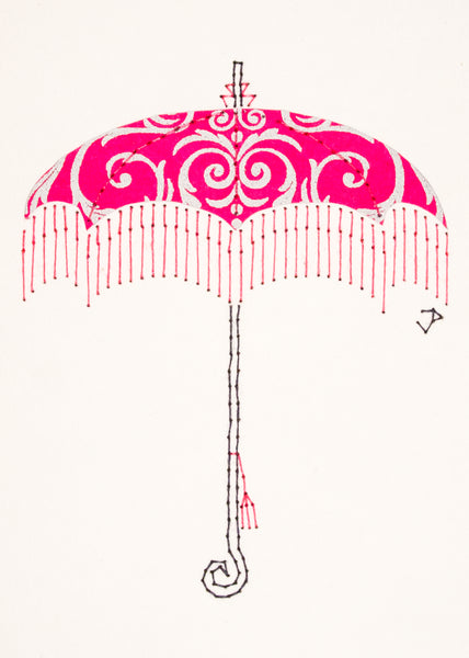 Parasol in Silver Filigree on Bright Pink