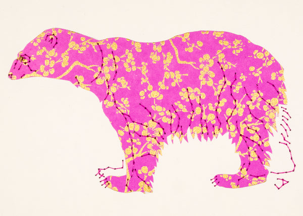 Polar Bear in Red with Gold and Mauve