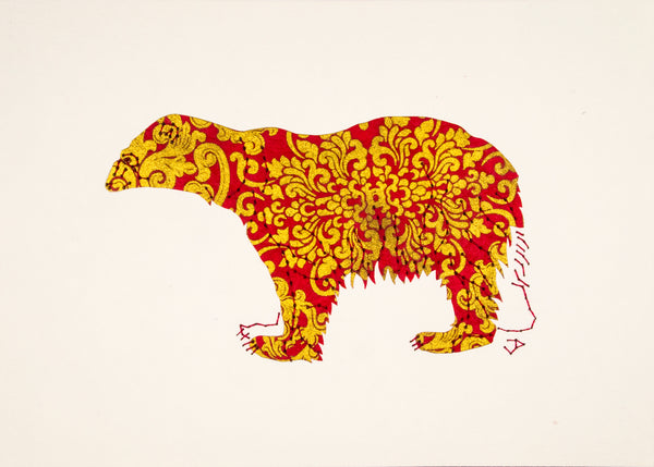 Polar Bear in Gold and Red