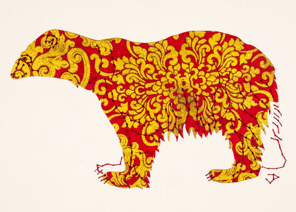 Polar Bear in Gold and Red