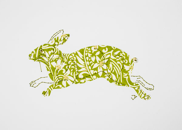 Rabbit in Lime Green Filigree