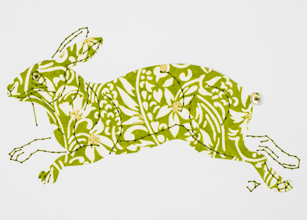 Rabbit in Lime Green Filigree