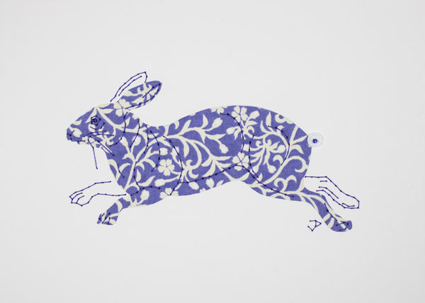 Rabbit in Blue & White Flowers