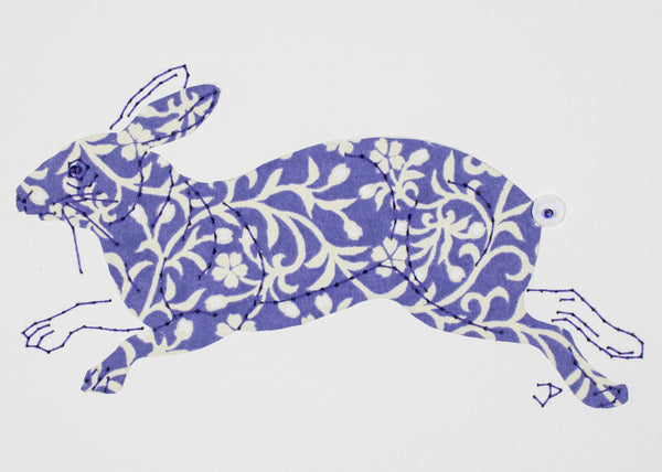 Rabbit in Blue & White Flowers