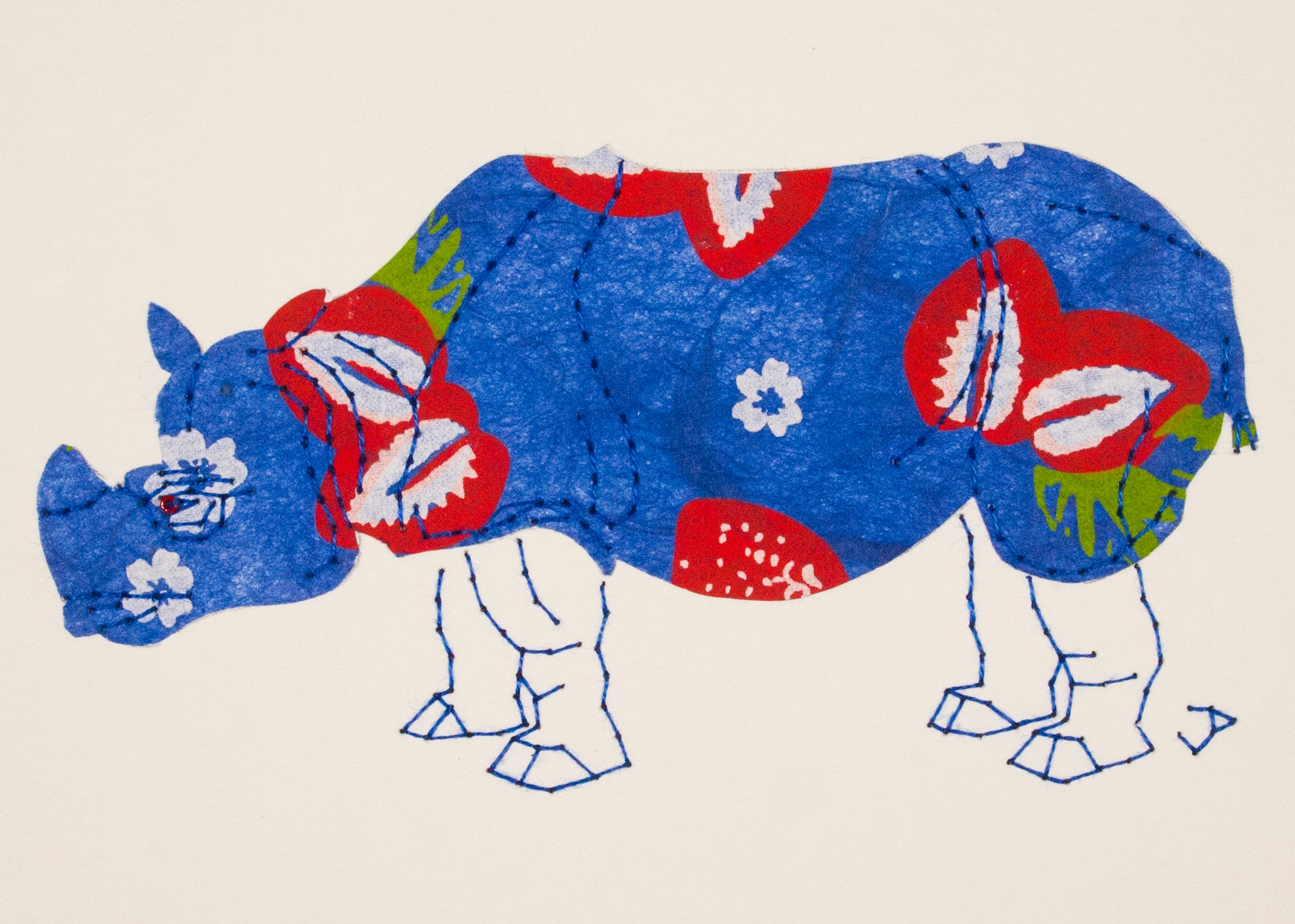 Rhinoceros in Strawberries & Blue